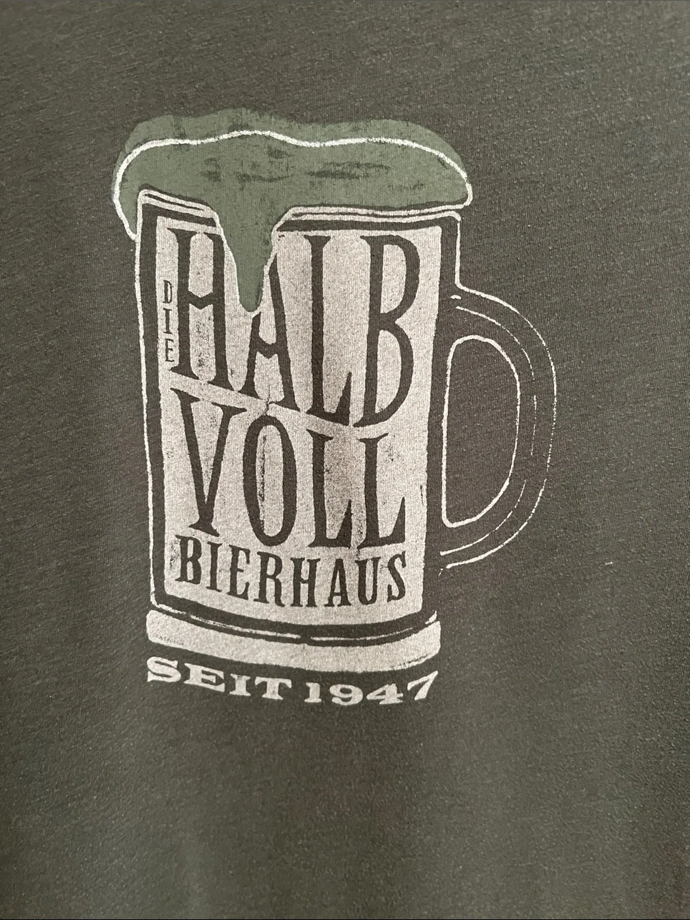 J. Crew Olive Gray Graphic Beer Mug Tee Sz XL